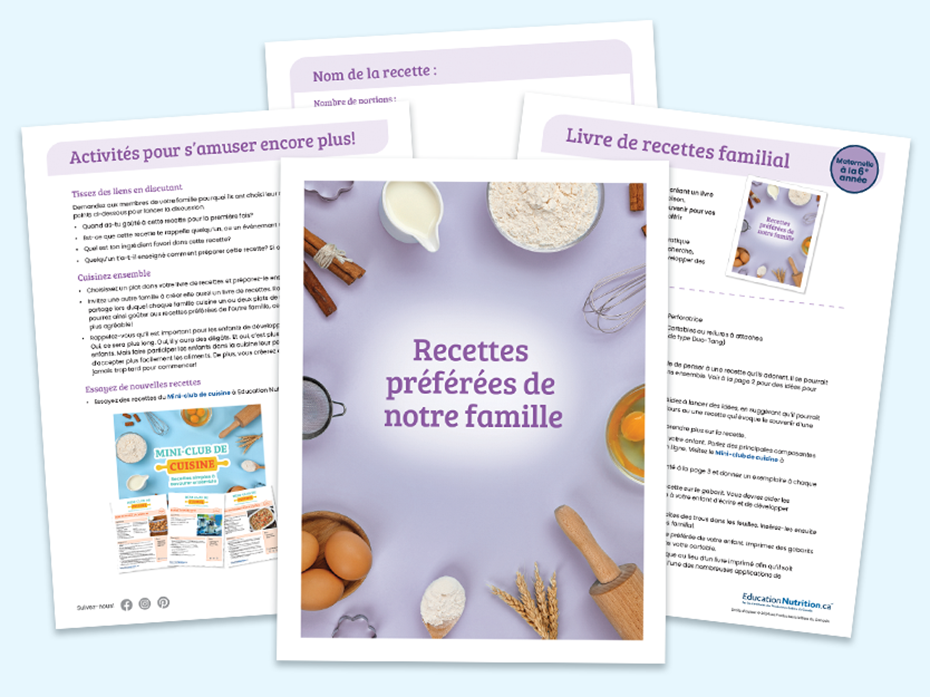 Feuilles d'activités du livre de recettes familial