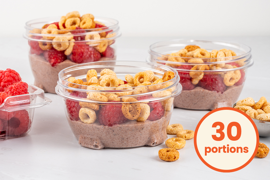 Parfait choco-framboise dans un contenant