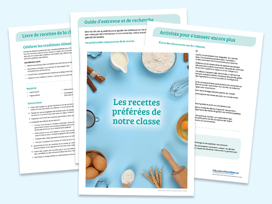 Gabarit et activité: les recettes préférées de notre classe